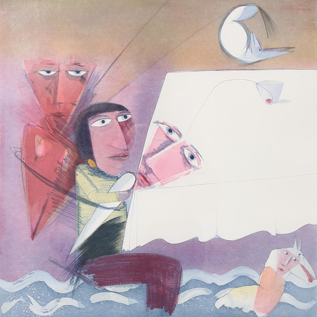 ANN WOLFF. Färglitografi, signerad, daterad 85 och numrerad EA.