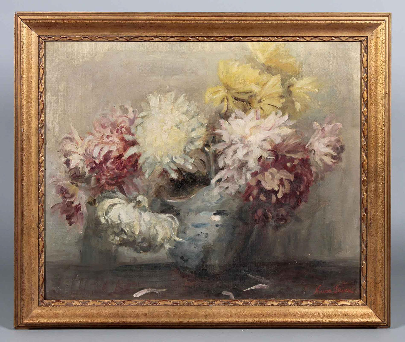 Art deco floral still life, signed.