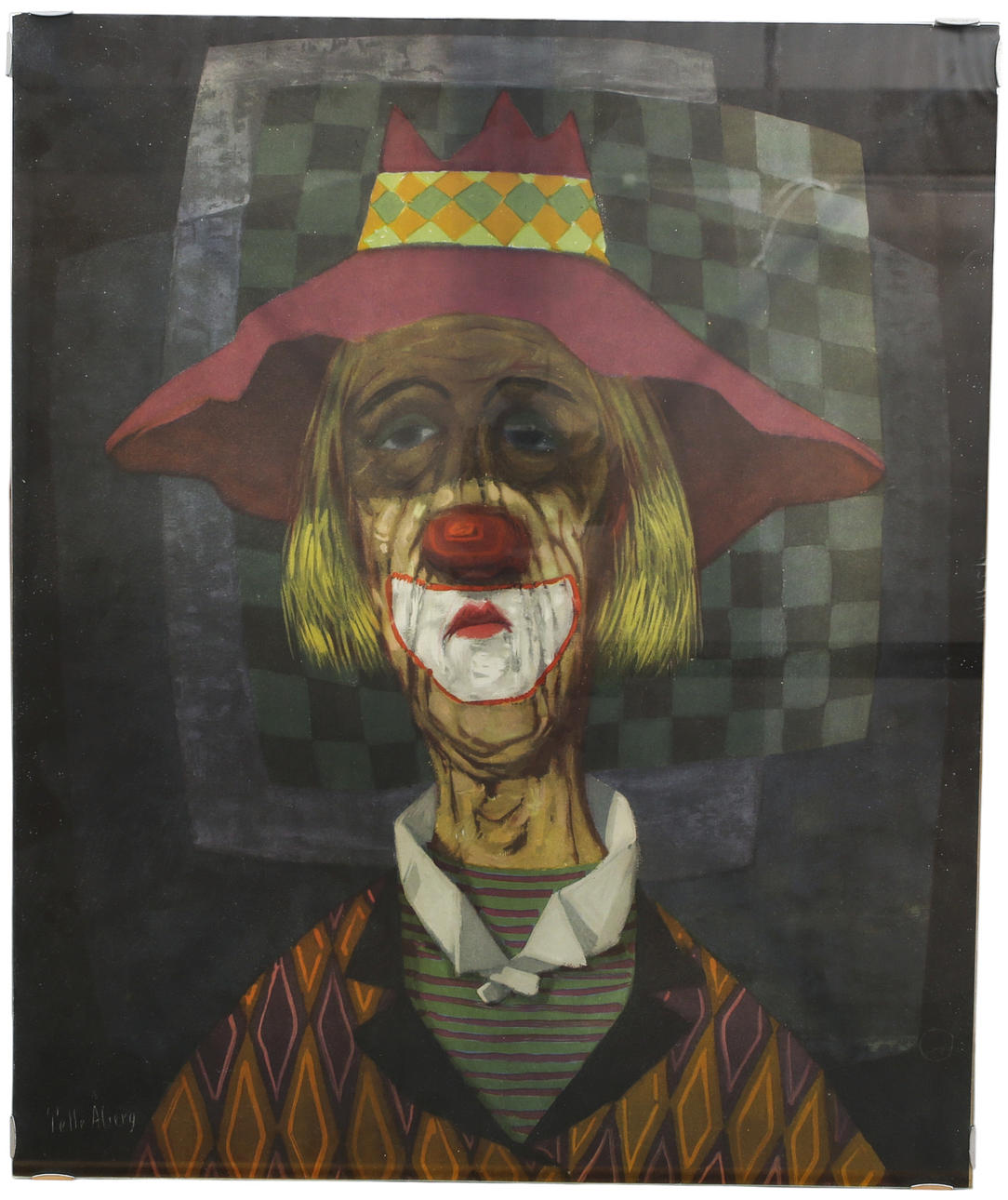 PELLE ÅBERG, after, raster print, motif: clown, signed in print. Third quarter of the 20th century.