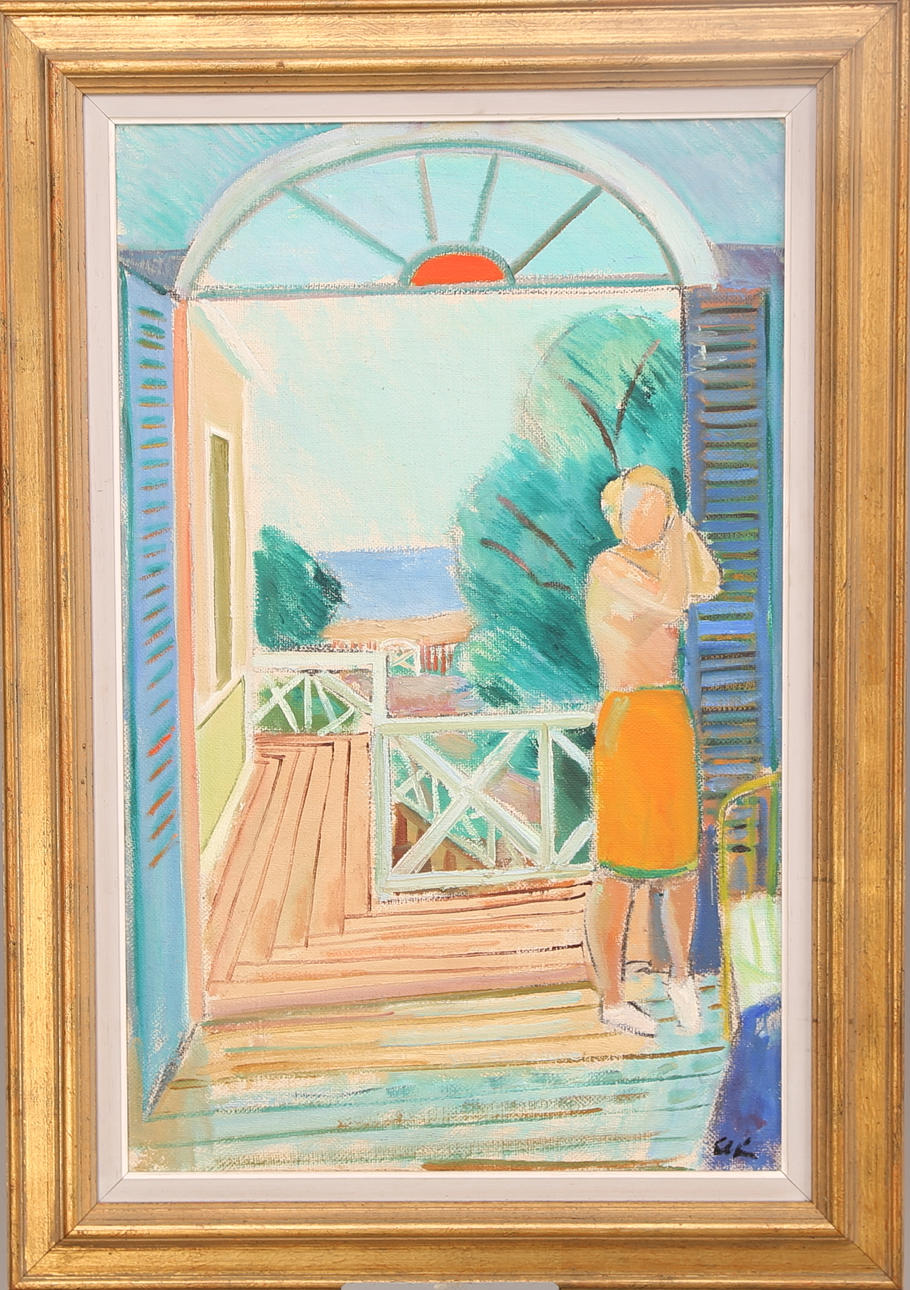 ERIK ELFVÉN. TILLSKRIVEN. Kvinna torkar håret, olja duk, signerad.