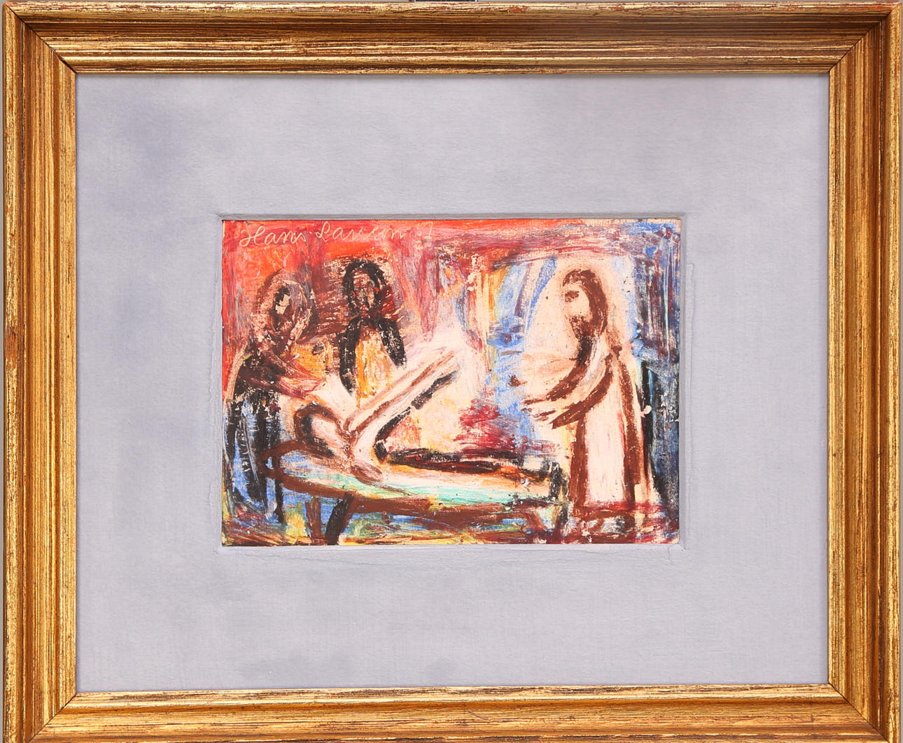 HANS LARSSON. "Jesus uppväcker Lazarus", pastell, signerad och daterad Hans Larsson -57.