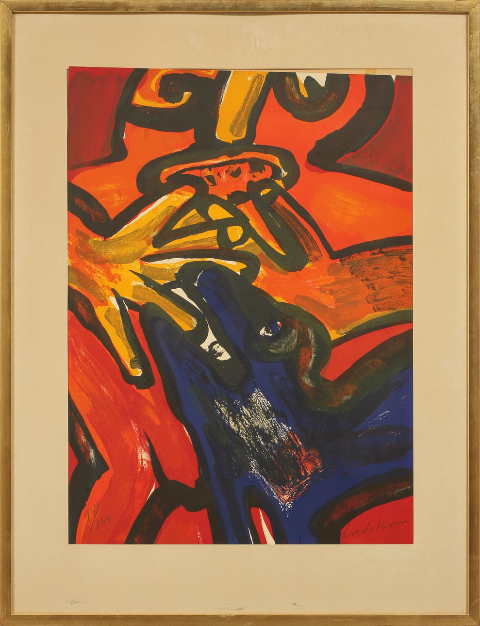 BENGT LINDSTRÖM. Figurkomposition, färglitografi, signerad och numrerad 94/100.