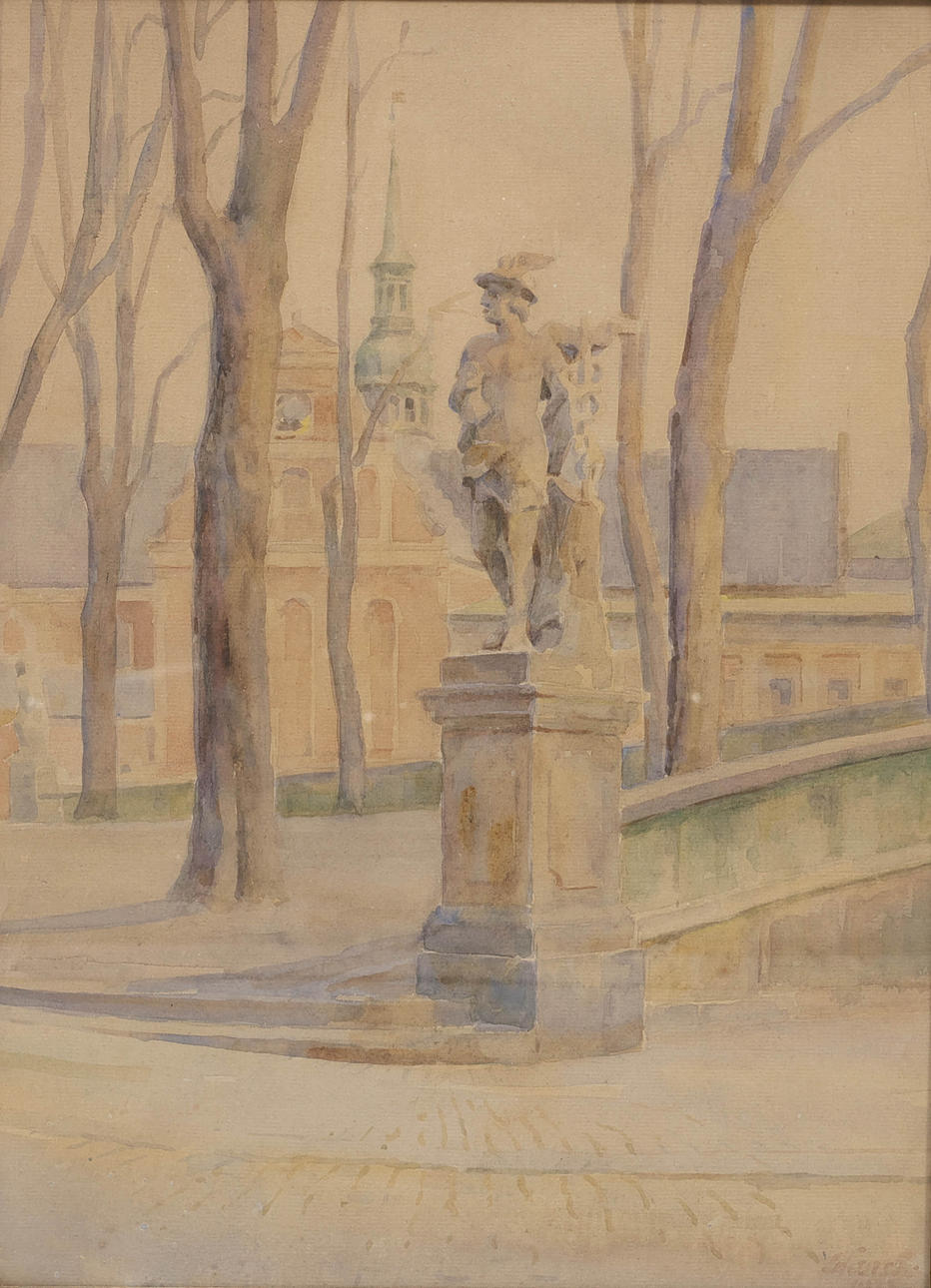 HANS RASMUSSEN (1886-1960). Statue of Hermes at Holmens Church in ...