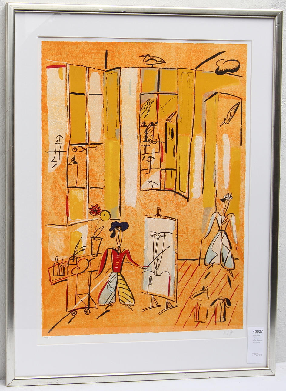 MADELEINE PYK. Färglitografi. i ateljen, signerad, 194/250.