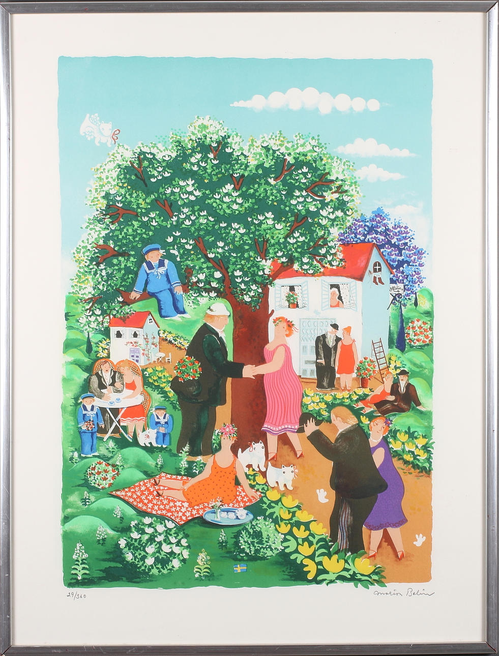 MARION BELIN. Färglitografi, signerad och numrerad 29/360.