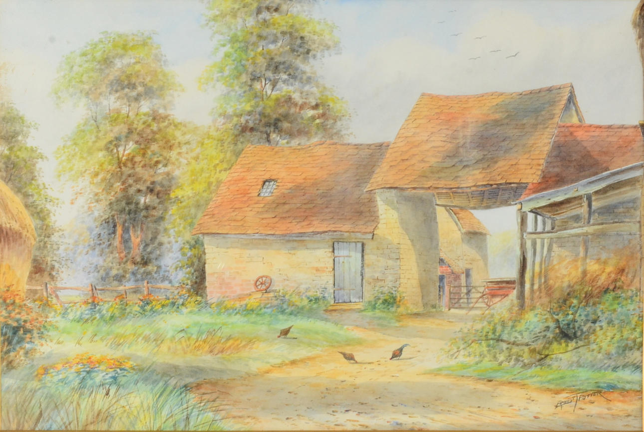 ERNEST T POTTER. Akvarell.