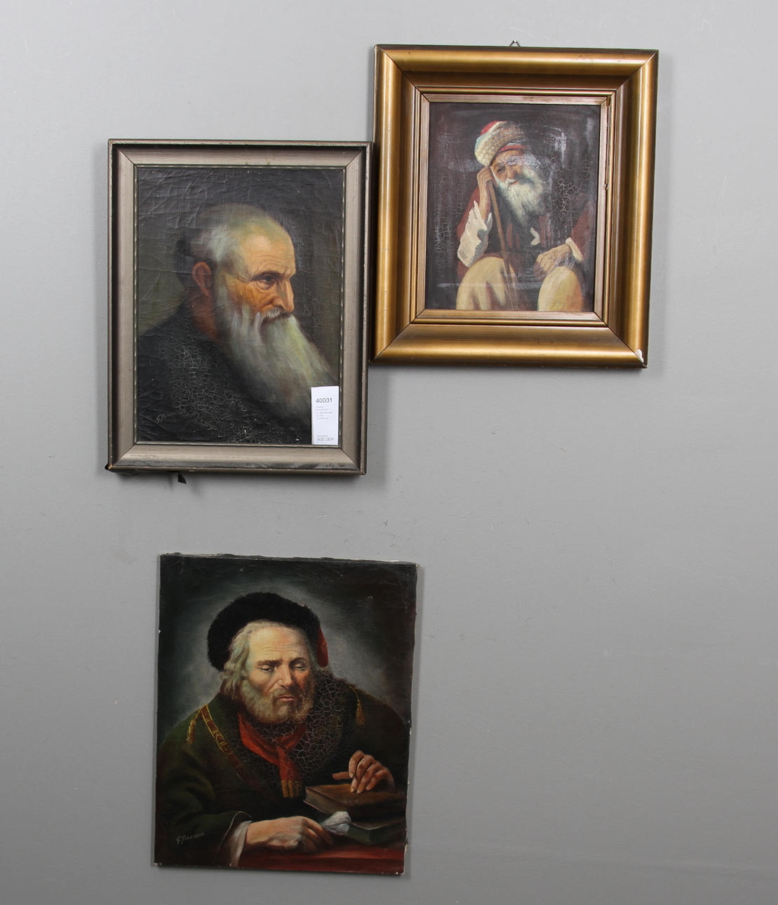 OKÄND KONSTNÄR, 3 st, oljemålningar på duk, 18/1900-tal.