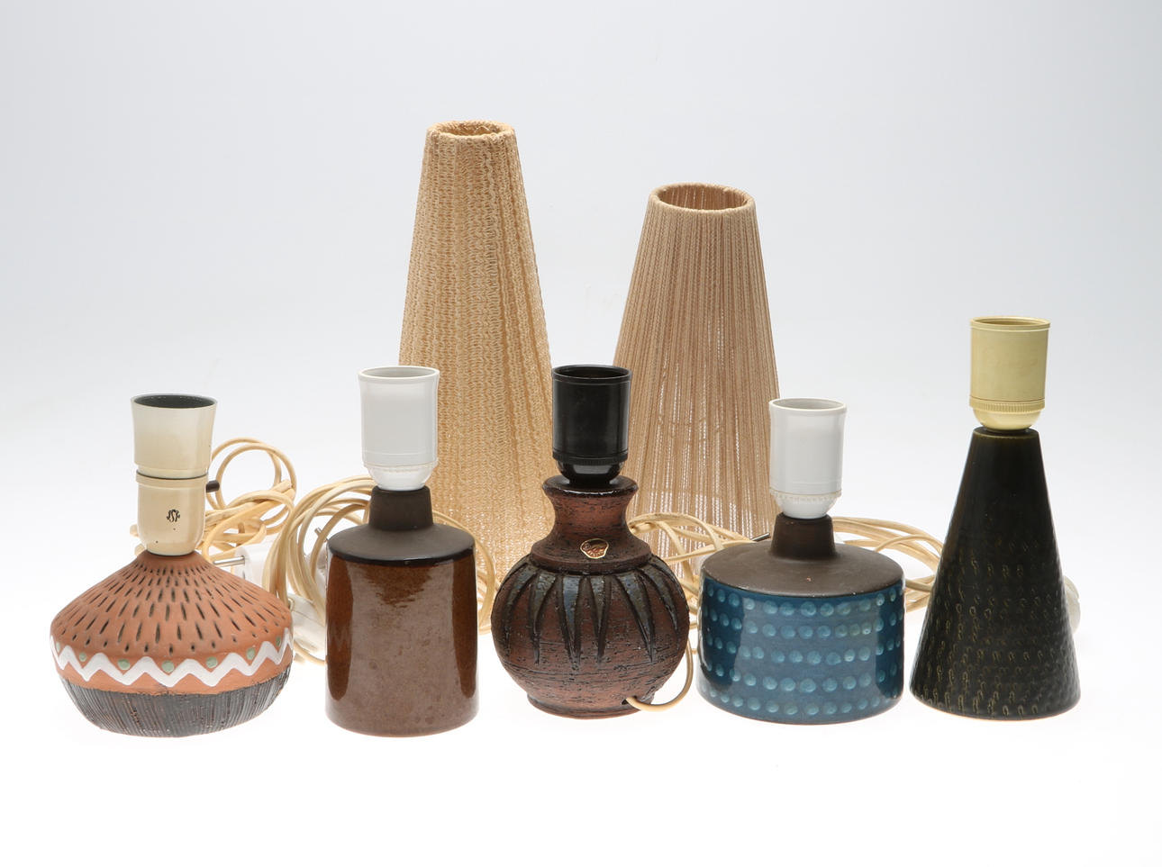 SAMLING BORDSLAMPOR, 5 st, 1950/60-tal.