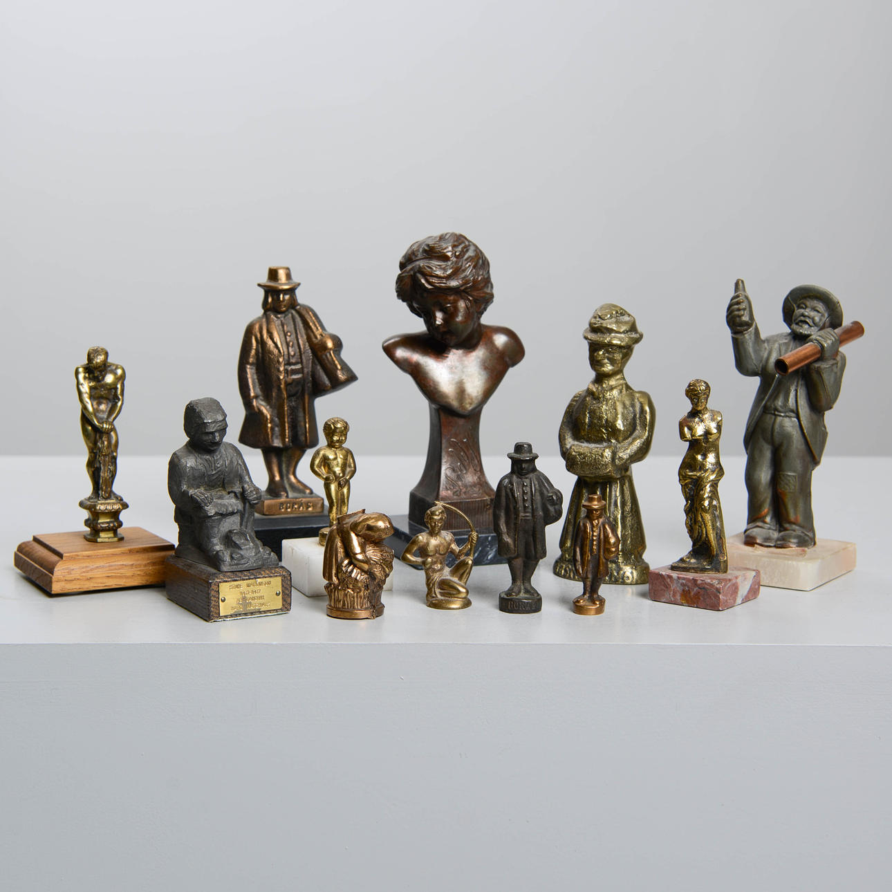 FIGURINES, 12 pcs, various metals. Silver & Metals - Other metals ...