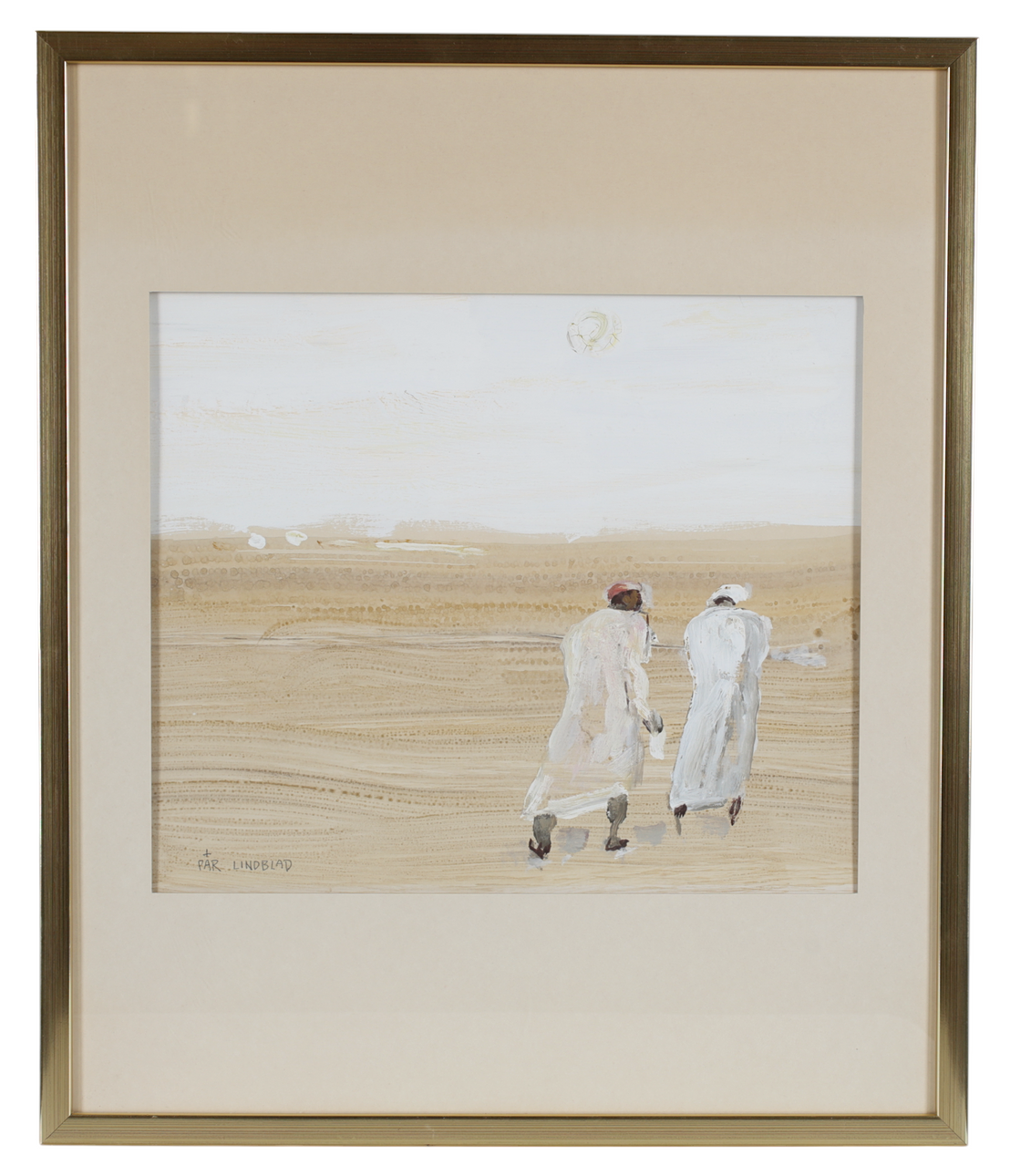 PÄR LINDBLAD. "Ökenvandrare", gouache, signerad.