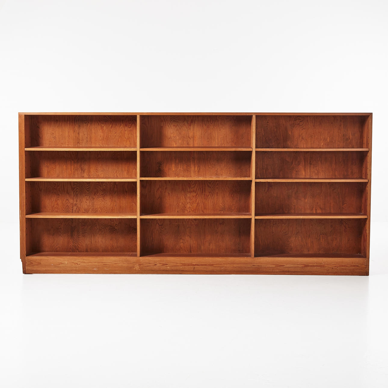 Bookcase, mid 20th century, acid-etched pine, adjustable shelves.