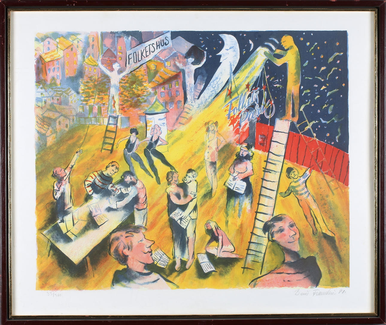 BERNT FRANDIN. Folkets Hus/Park, litografi, signerad, numrerad 33/360 och daterad -88.