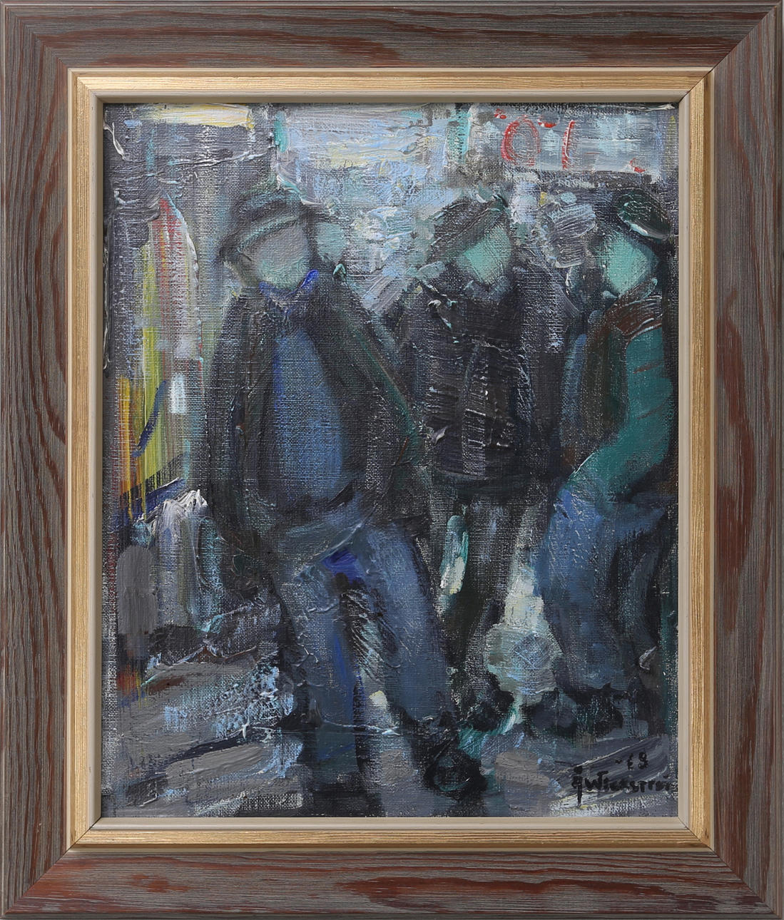 ÅKE WICKSTRÖM. "Ölgubbar", olja på duk, signerad.