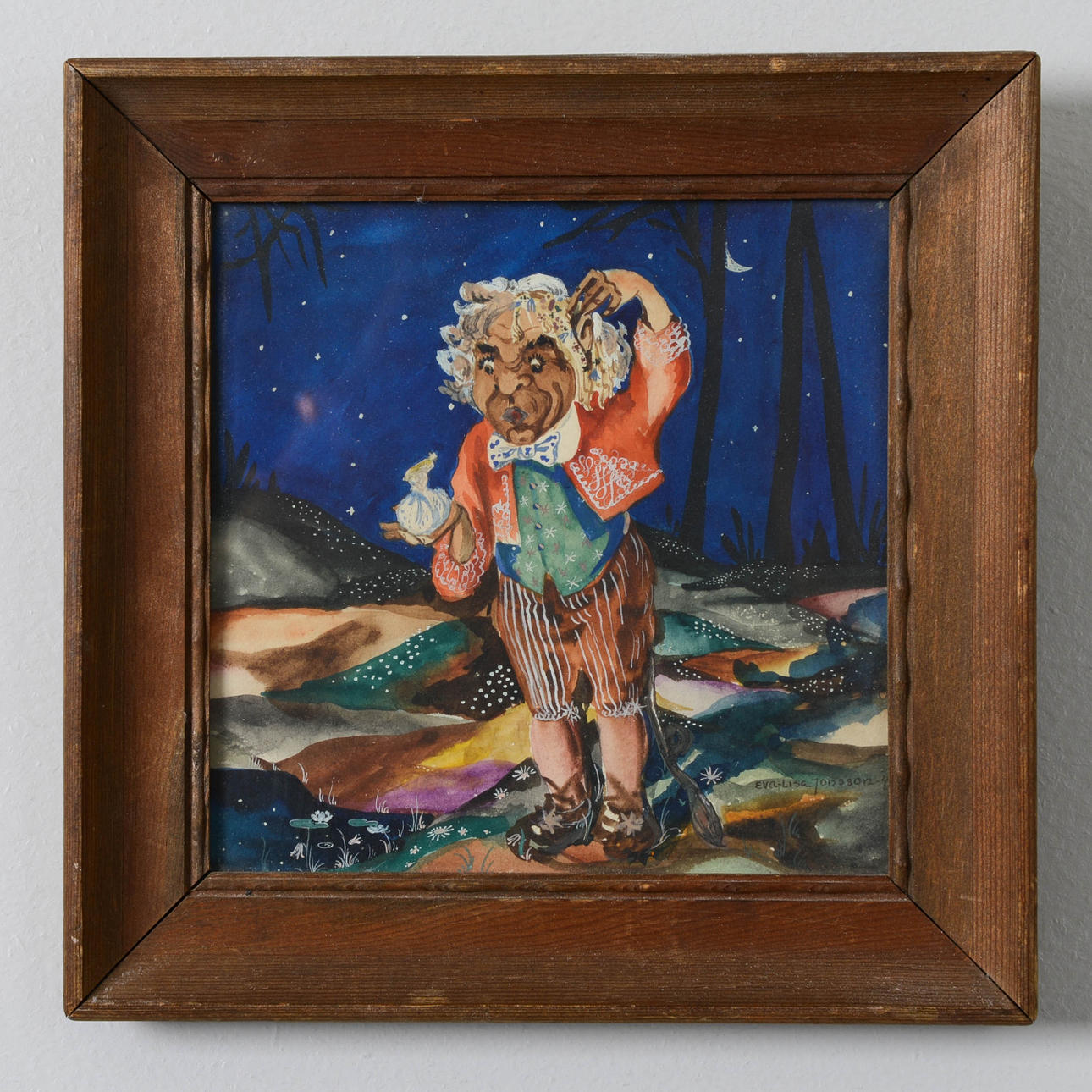 EVA-LISA JONSSON. Troll, gouache, signerad.