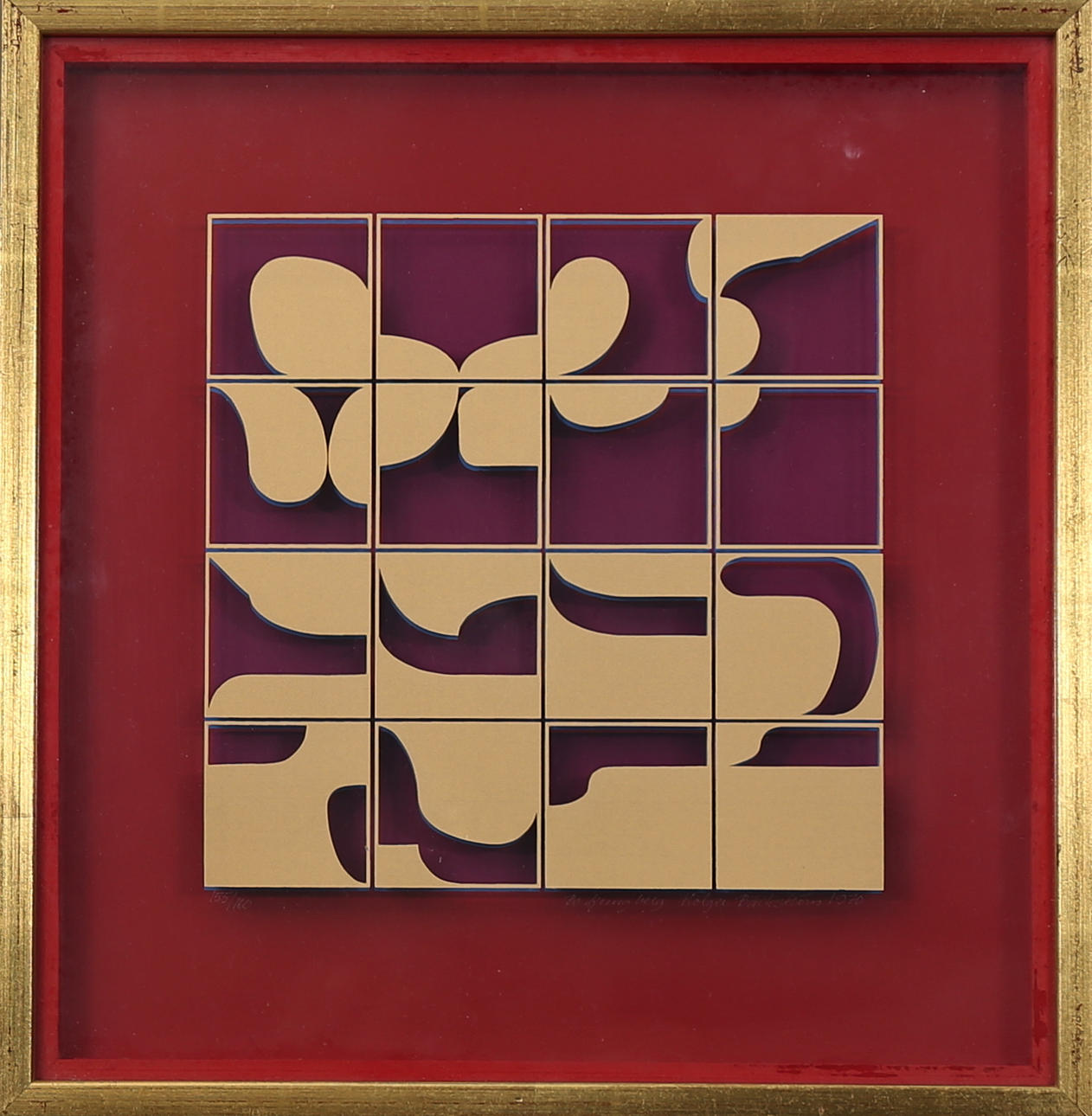 BECK&JUNG. Komposition, tryck på glas nr 155/160, signerad Bo Ljungberg&Holger Bäckström och daterad 1970.