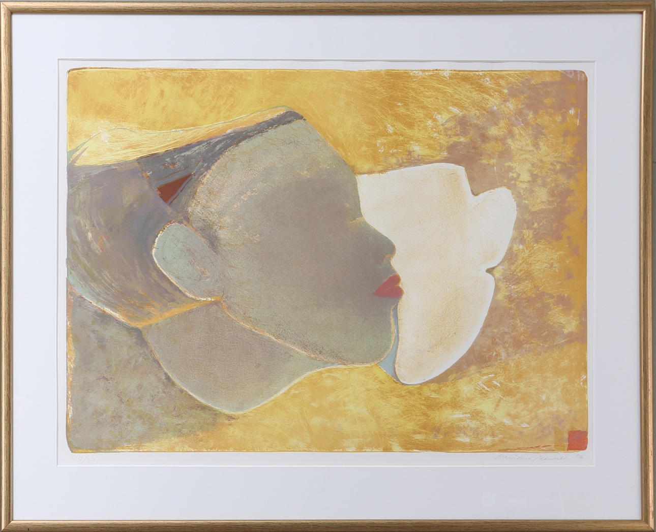 MARIANA MANNER. Ansikte, färglitografi, numrerad 13/30, signerad.