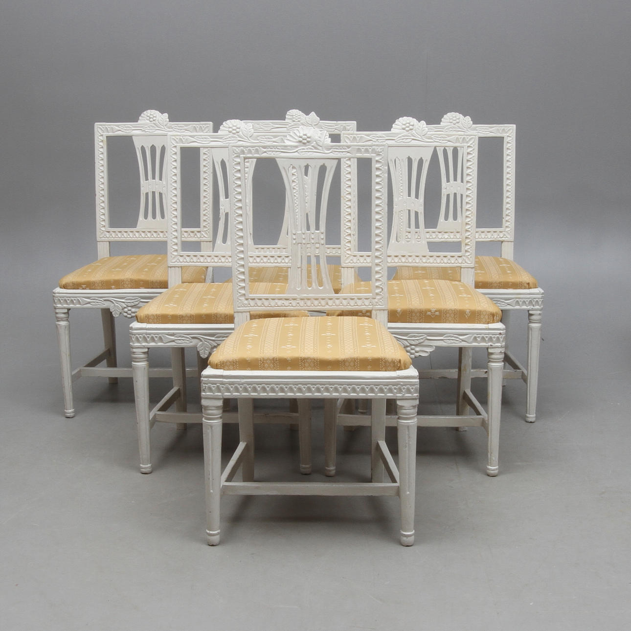 STOLAR, 6 st, snarlika, gustavianska, omkring 1800.