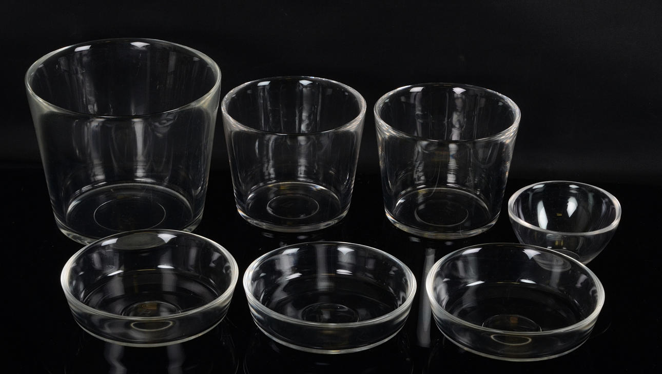 SVEN PALMQVIST. Fugaskålar, 7-stycken, Orrefors.