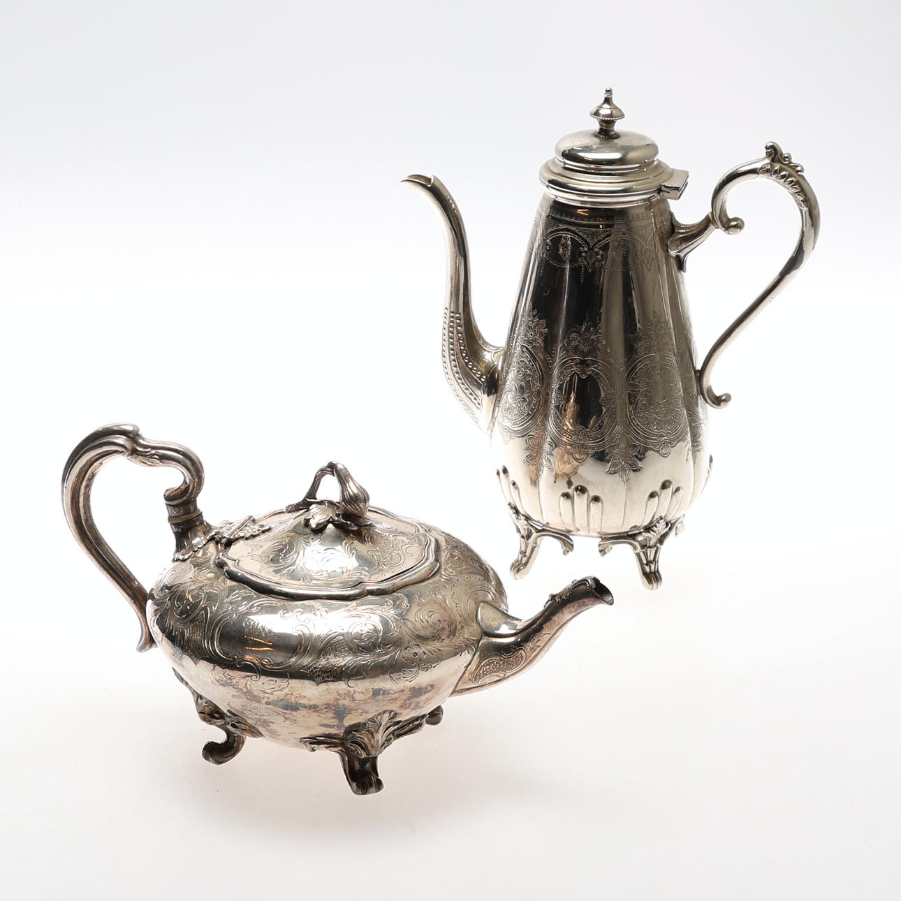 KAFFEKANNA & TEKANNA. Nysilver, 2 st.