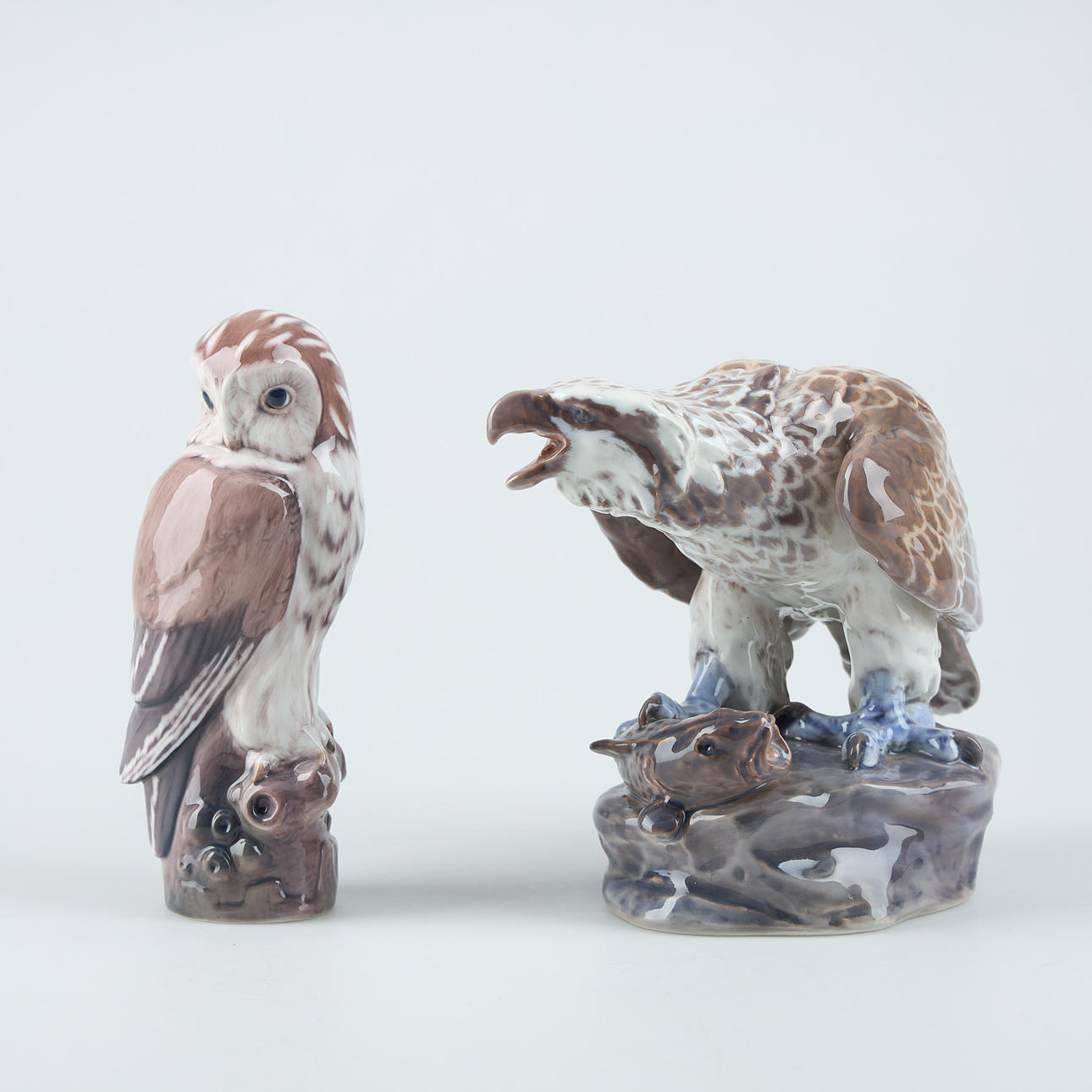 FIGURIINIT, 2 kpl, linnut, posliinia, Dahl Jensen, Tanska.