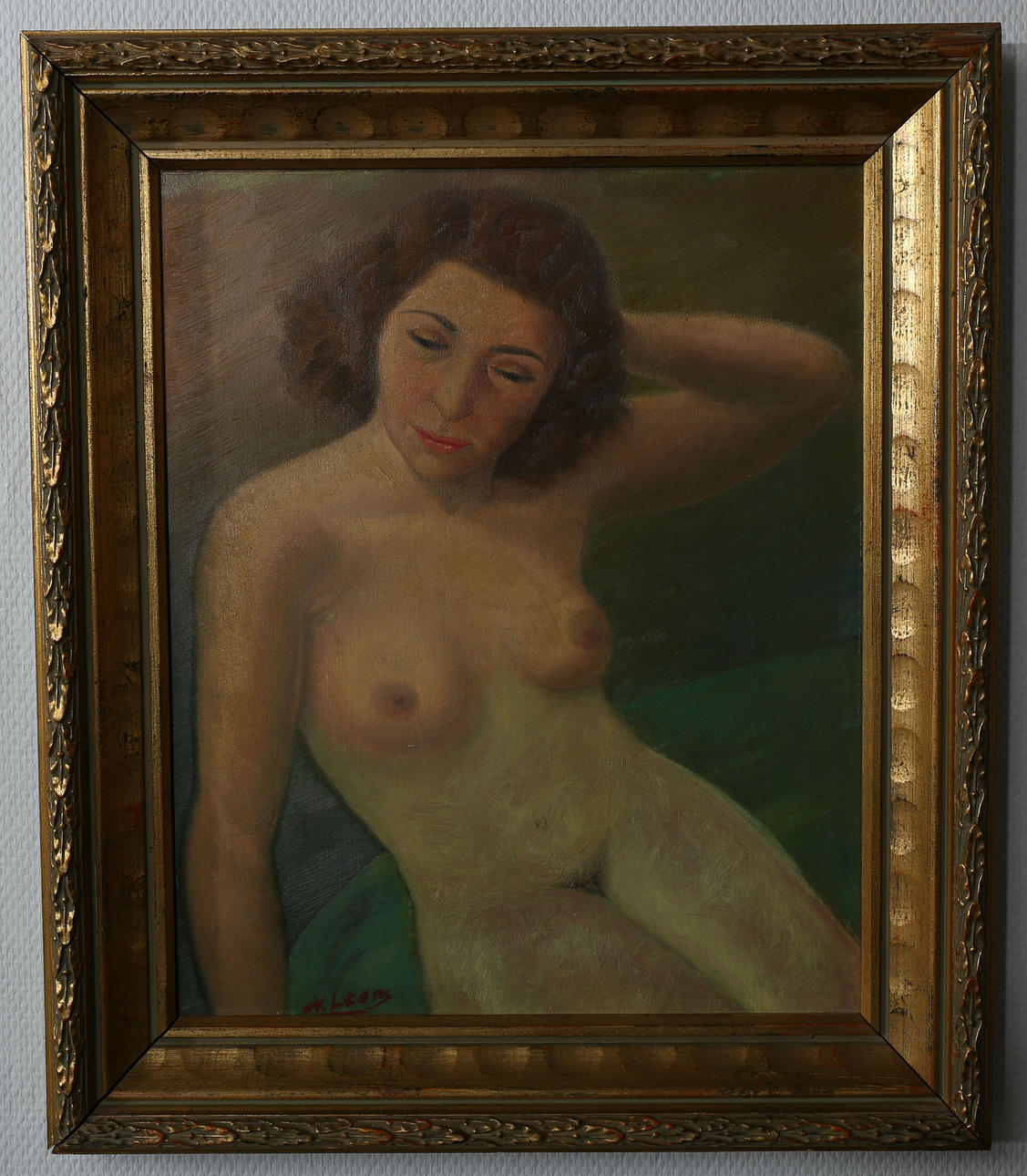 NAPPE LEON. Olja på pannå, "Studie", signerad N Leon.