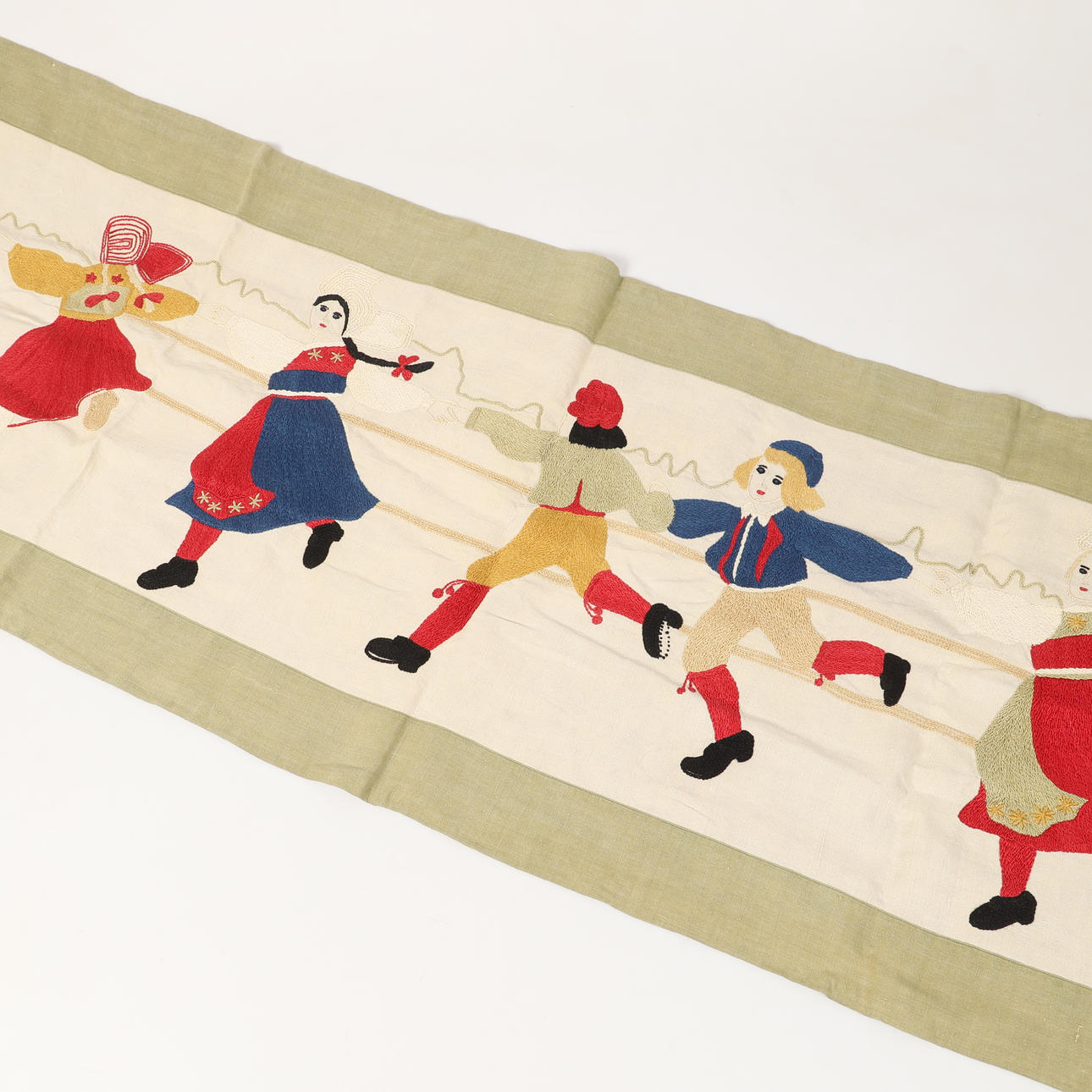 VÄGGBONAD, broderad linne, 1920-tal.