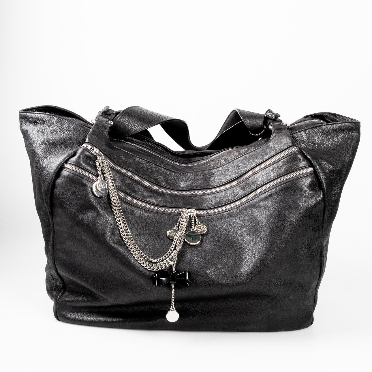 SONIA RYKIEL, Tasche, Wochenendtasche, schwarzes Leder. 2008.