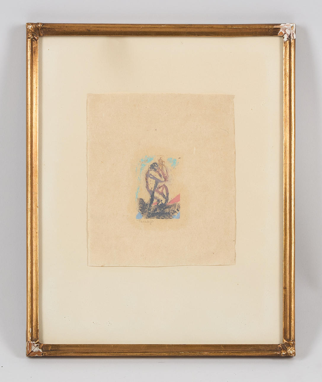 ELLEN THESLEFF. „Im Boot“, signiert, Holzschnitt.