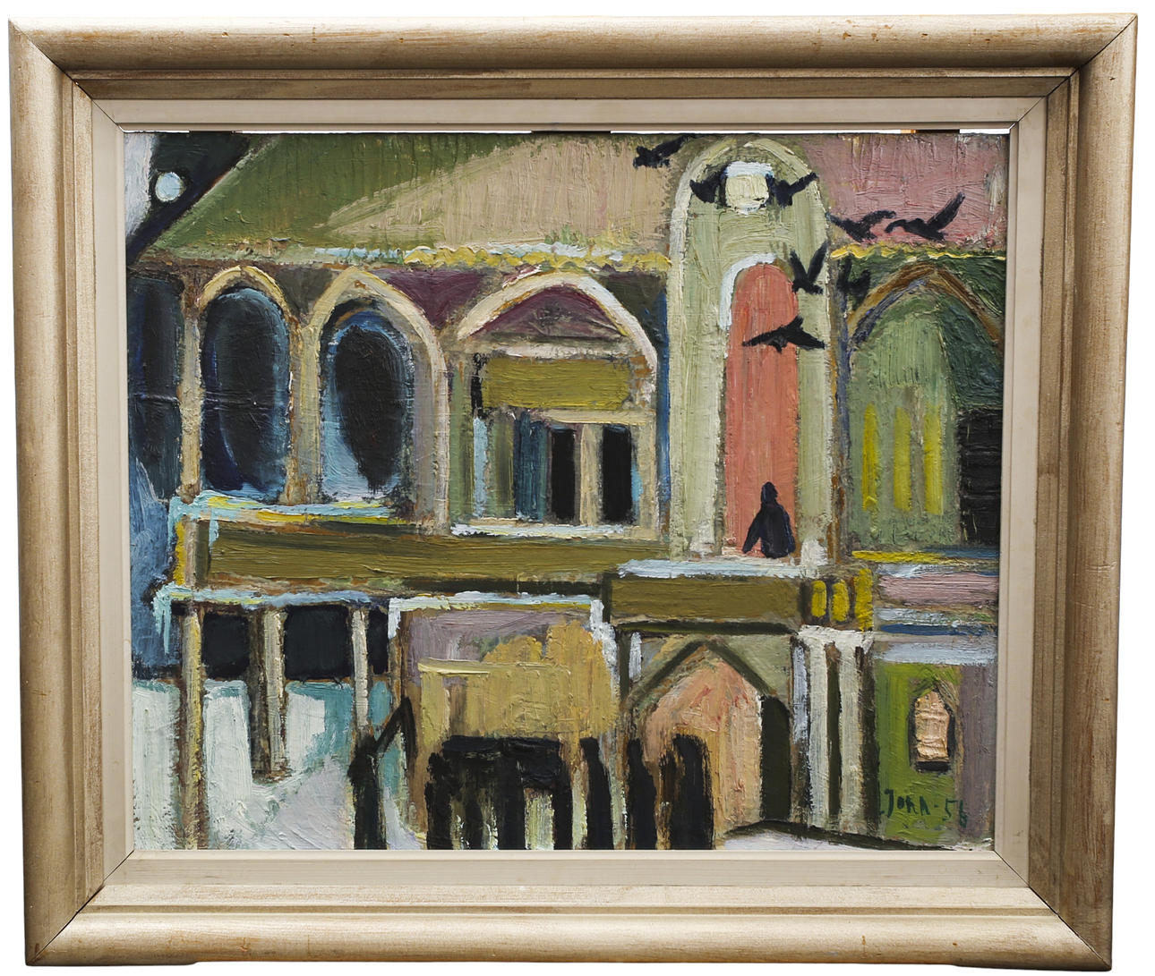 GUNNAR JONN. Oil on panel, “Winter ballad” signed Jonn, dated 1956.