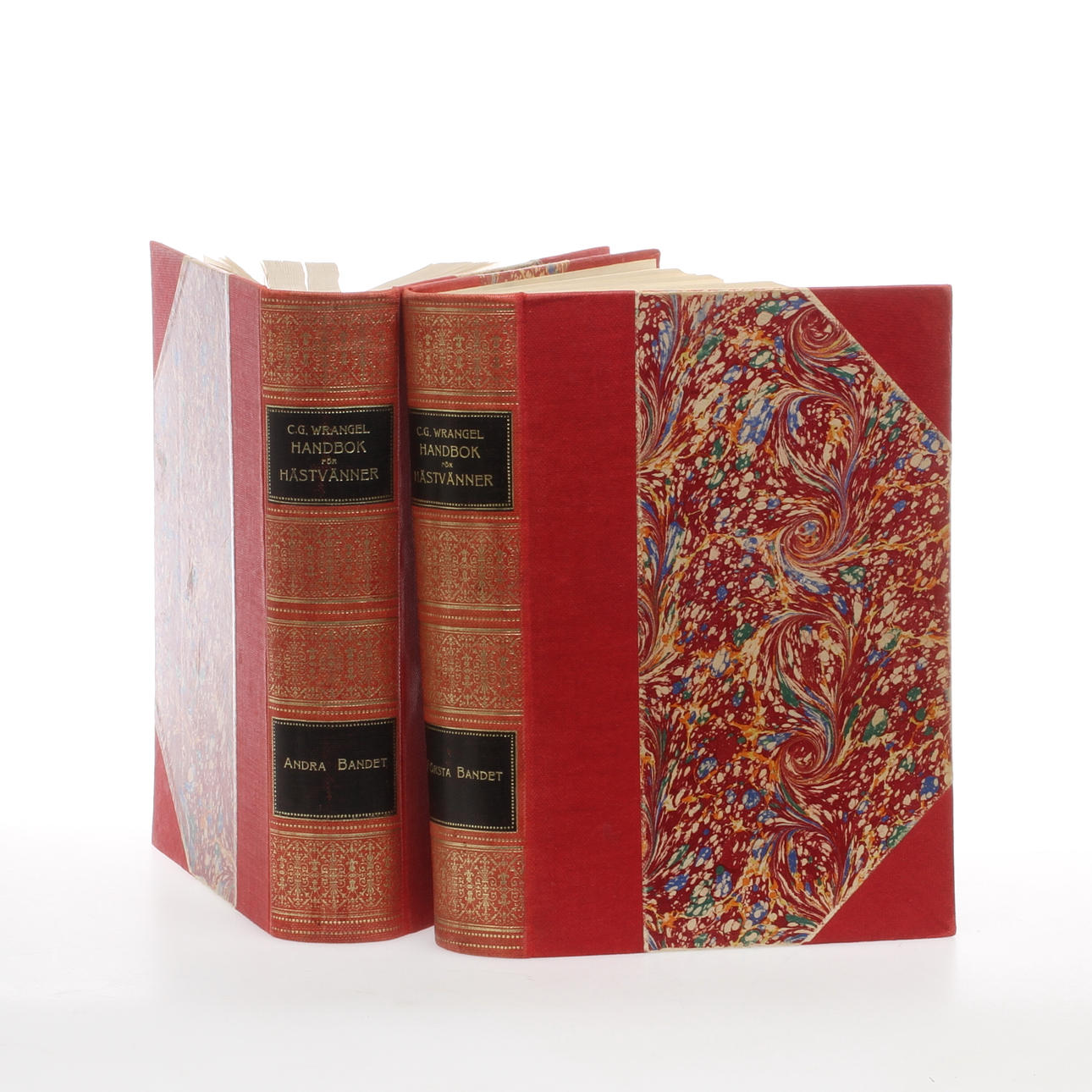 BÖCKER, 2 volymer, "Handbok för Hästvänner", I-II, C. G. Wrangel, Bonniers 1913.