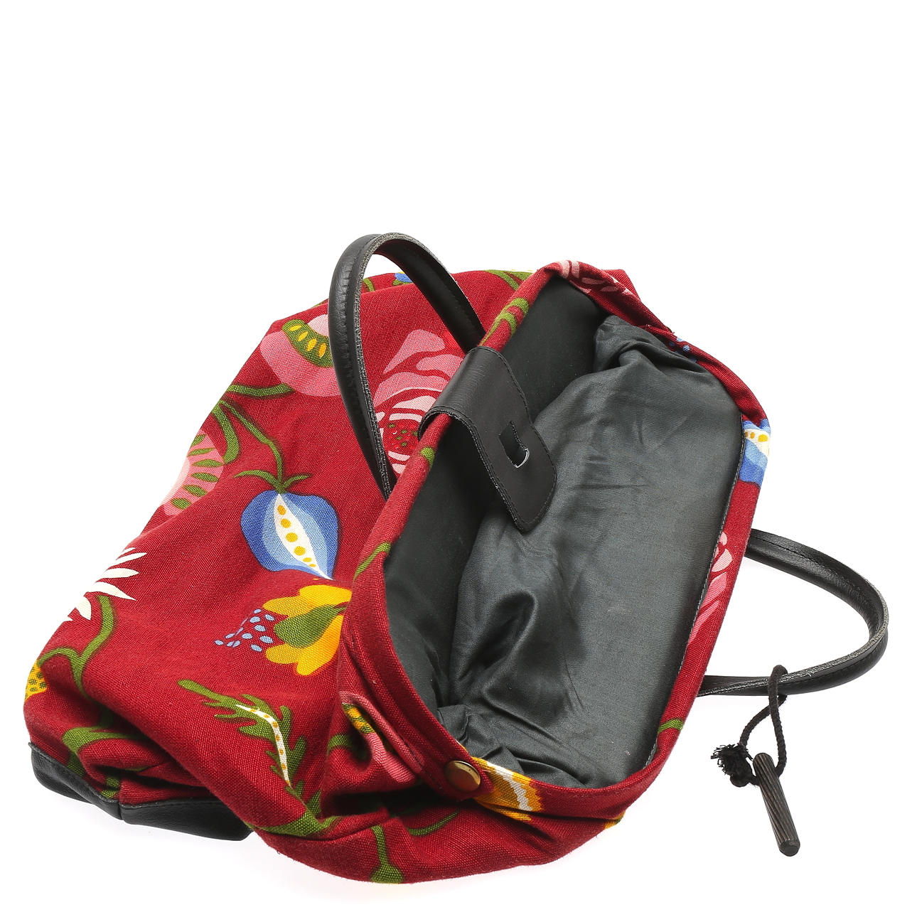 VÄSKA i tyg och läder, Smålandsväska Folklore, design Gocken Jobs.