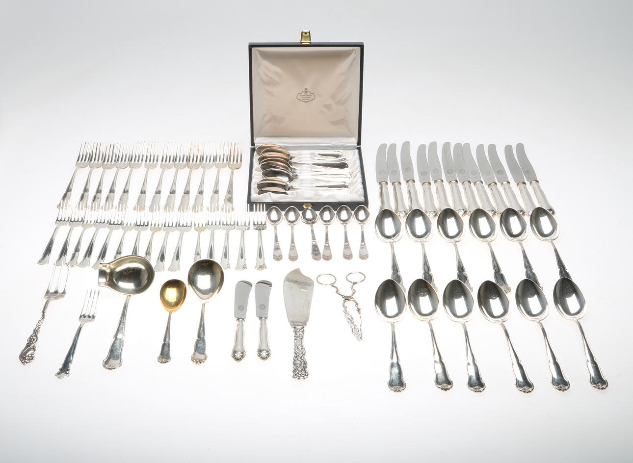 BESTICK, 78 delar, nysilver, GAB, Gense, Mema, Hallbergs, 1900-tal.