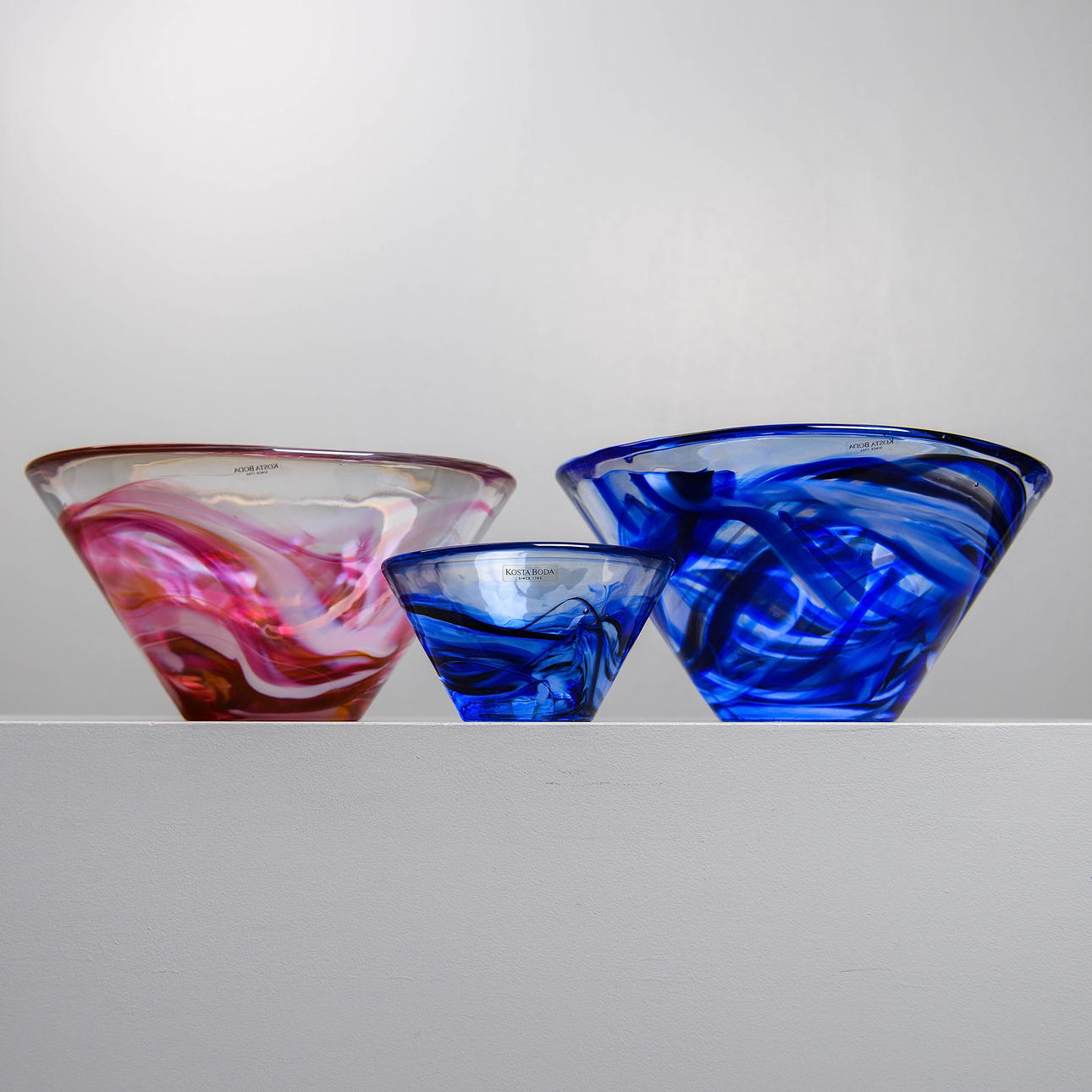 ANNA EHRNER. “Tempera”, bowls, 3 pcs, Kosta Boda.
