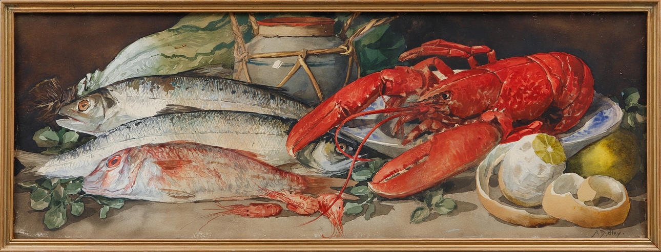 ARTHUR DUDLEY. Bodegón, acuarela, firmado.