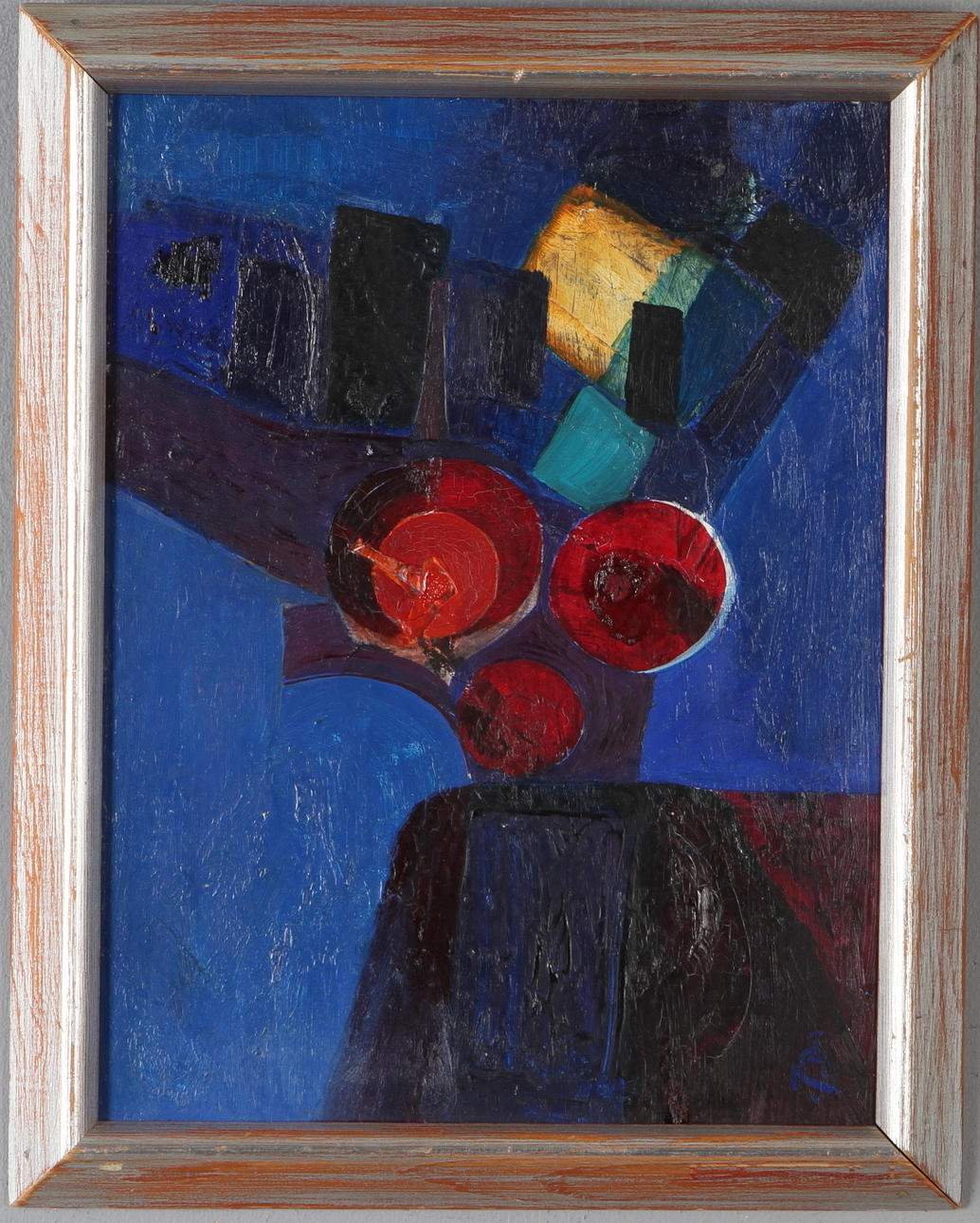 IAN HELLSTRÖM. "korsfäst", olja på pannå, signerad.