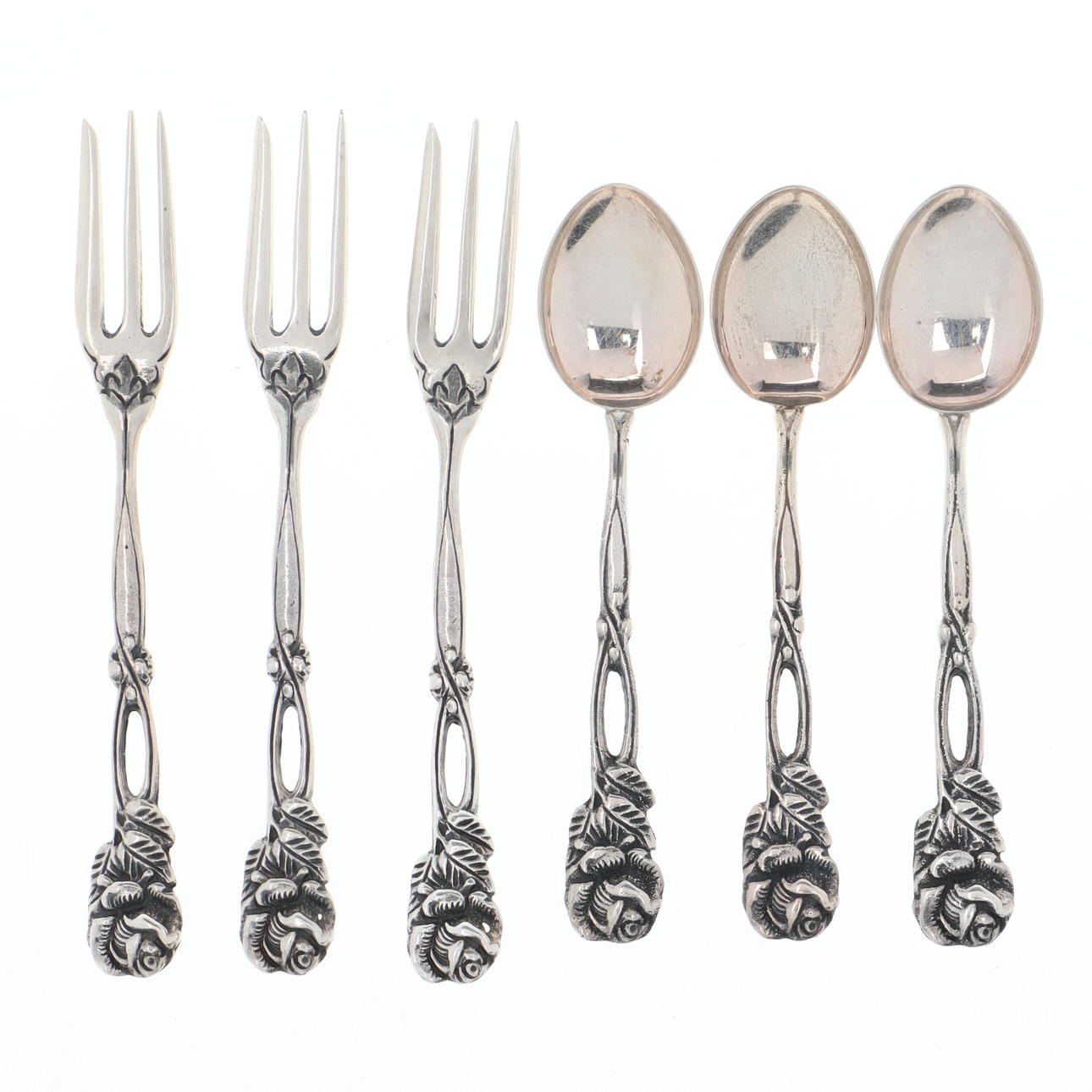 DESSERTBESTICK, 24 st, silver, "Rosen", M&O.