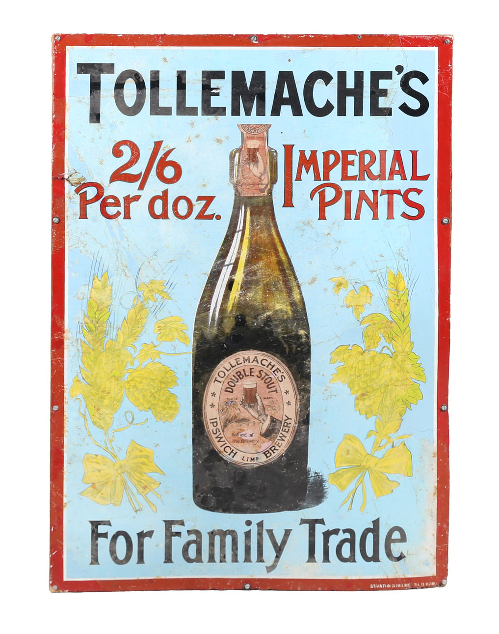 WERBESCHILD AUS EMAILLE VON TOLLEMACHE.