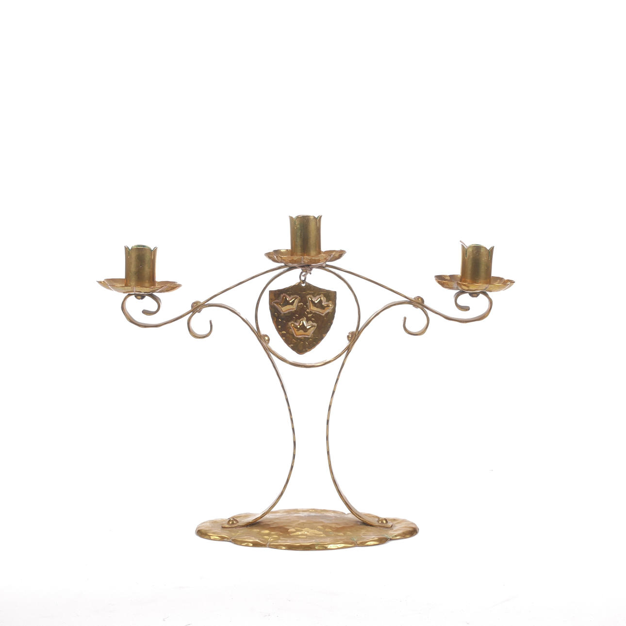 LJUSSTAKE, mässing, "Tre kronor", stämplad.