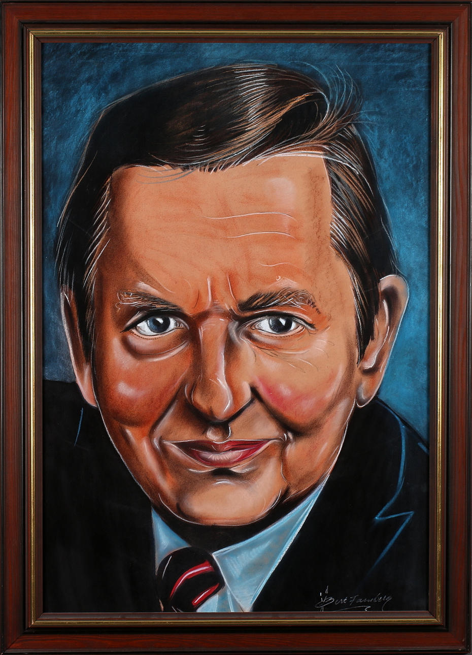 BERT FAHLBERG. Olof Palme, blandteknik, signerad.