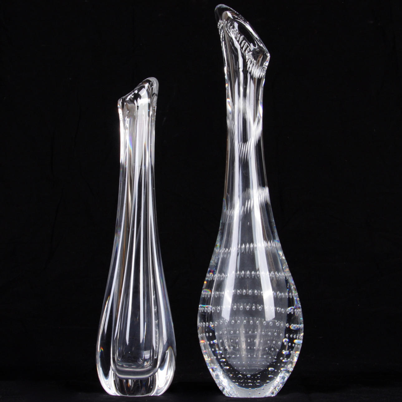 VASER, 2 st. Glas, Kosta samt Orrefors, 1900-tal.