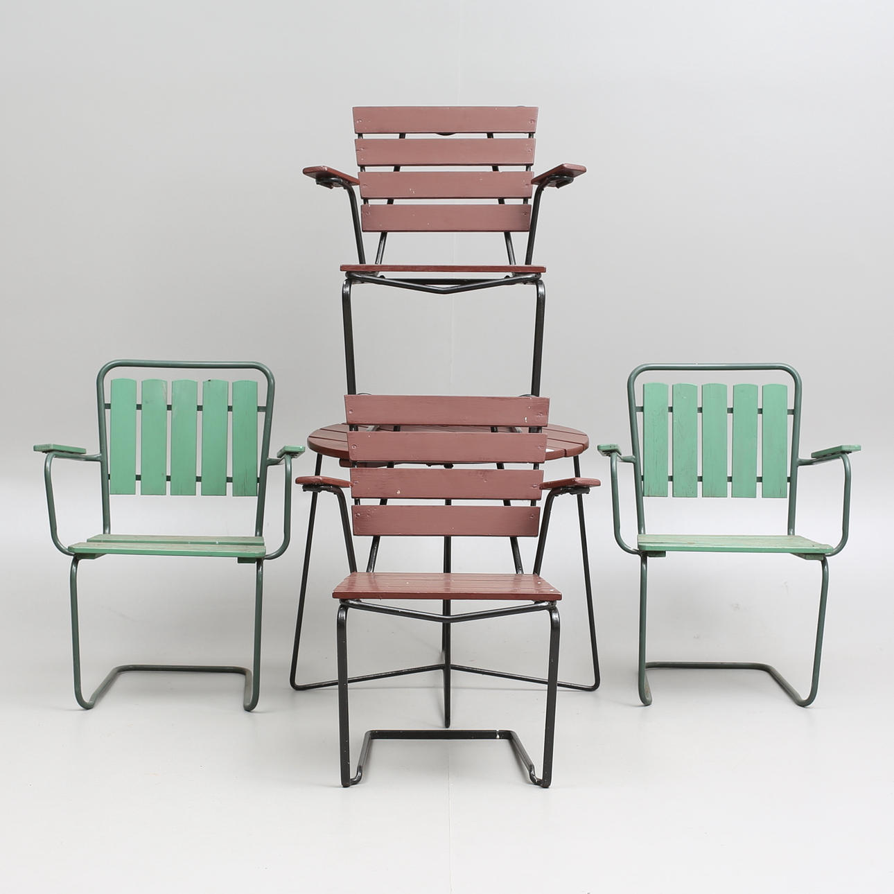 TRÄDGÅRDSMÖBLER, 5 delar, 1900-tal.