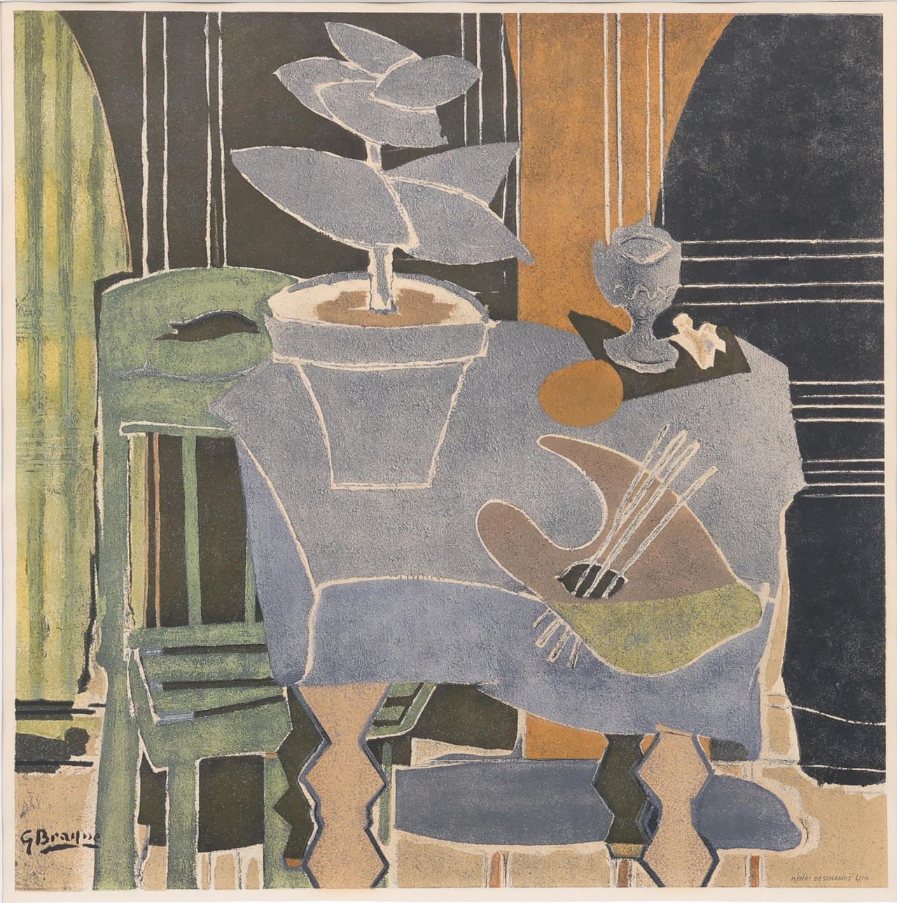 GEORGES BRAQUE. EFTER. Stilleben, offsettryck, signerad i tryck.