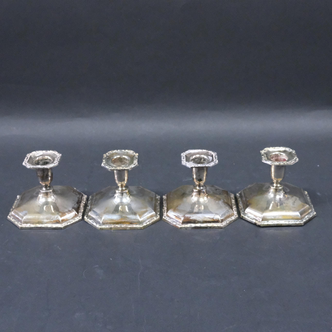 CANDLESTICKS. SILVER. NORWAY. FOUR PARTS.