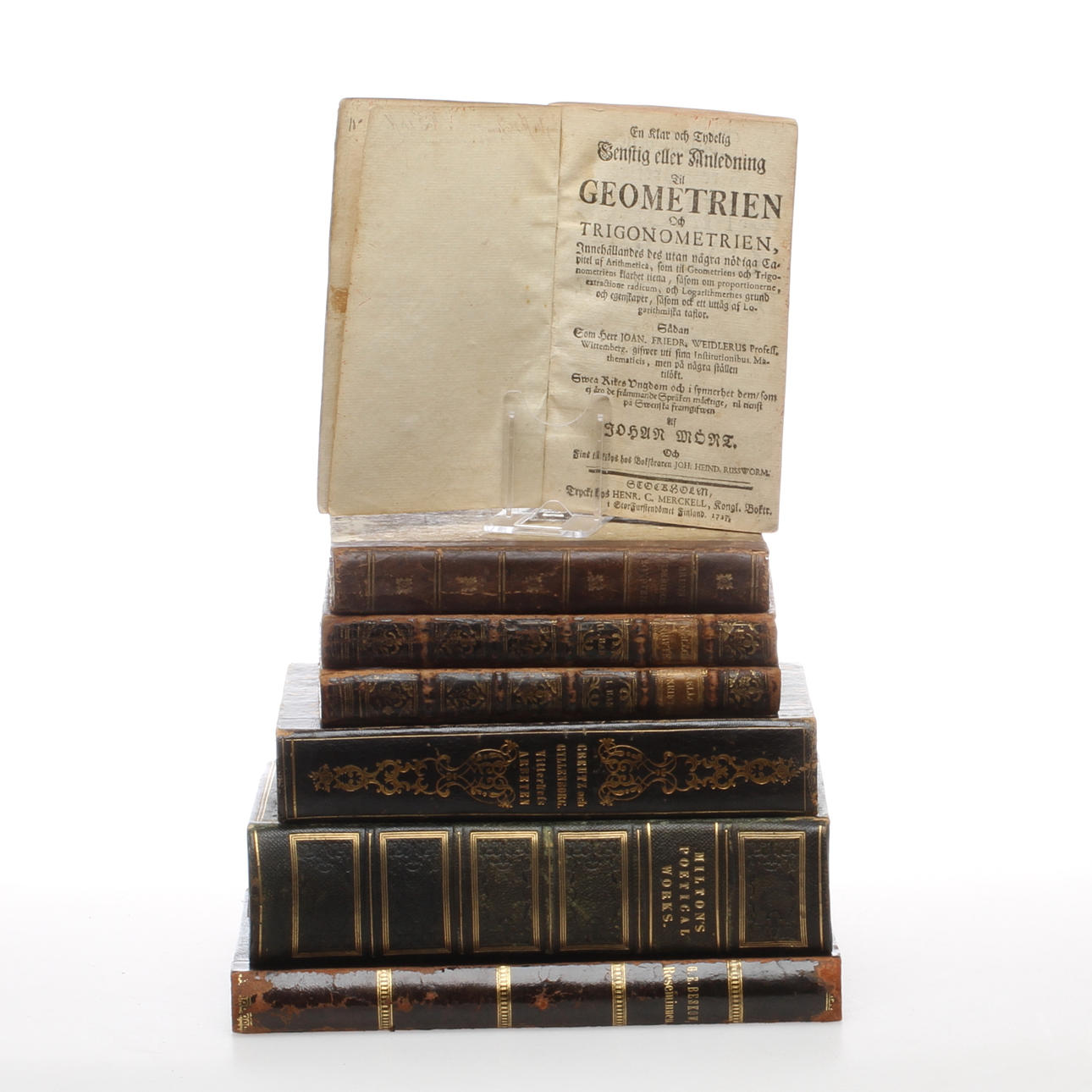 BÖCKER, 7 st, bland annat, "Vitterhets arbeten af Creutz och Gyllenborg", Stockholm 1795.