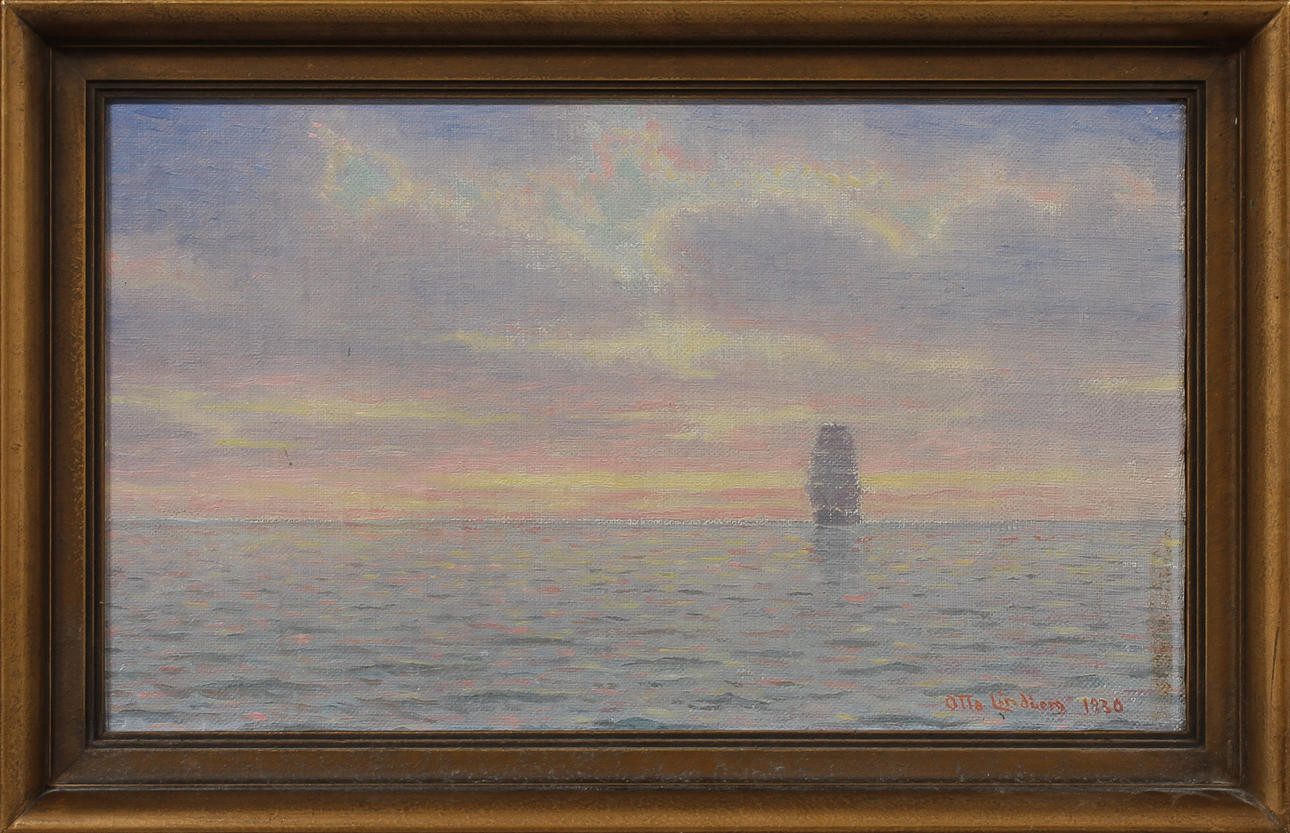 OTTO LINDBERG. Havsmotiv, olja på duk uppfordrad på pannå, signerad och daterad 1930.