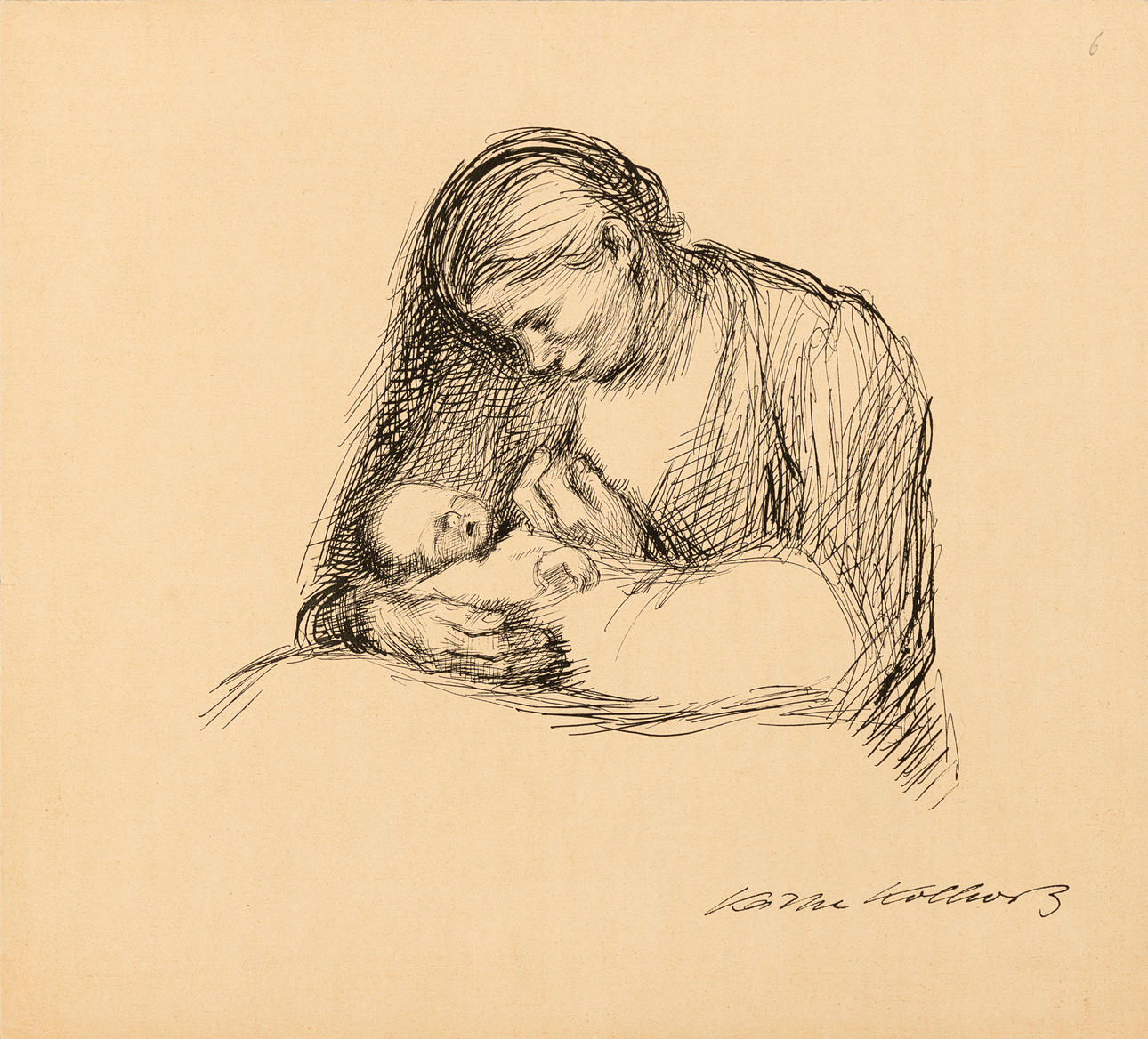 KÄTHE KOLLWITZ (1867-1945). Äiti pitelee taaperosta.