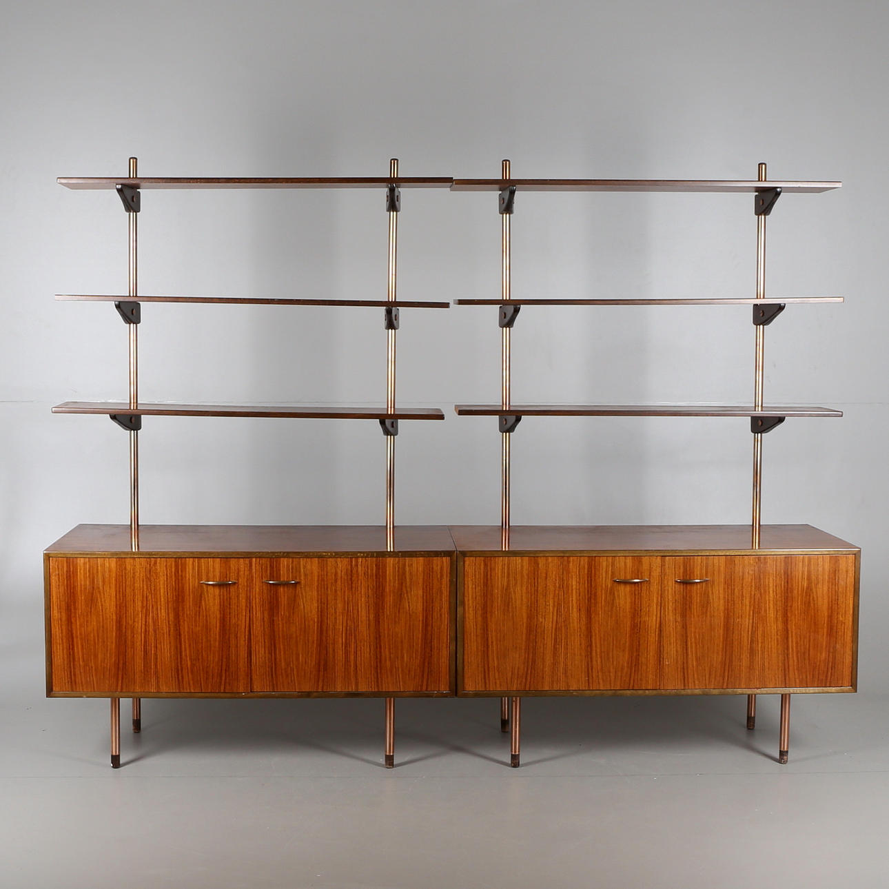 BOKHYLLA, 2 sektioner, CE Christianson för Three Men, 1900-talets mitt.