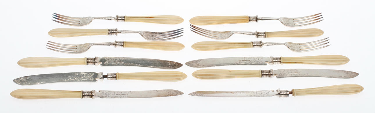 BESTICK, 12 delar, Elkington&Co, 1800/1900-tal.