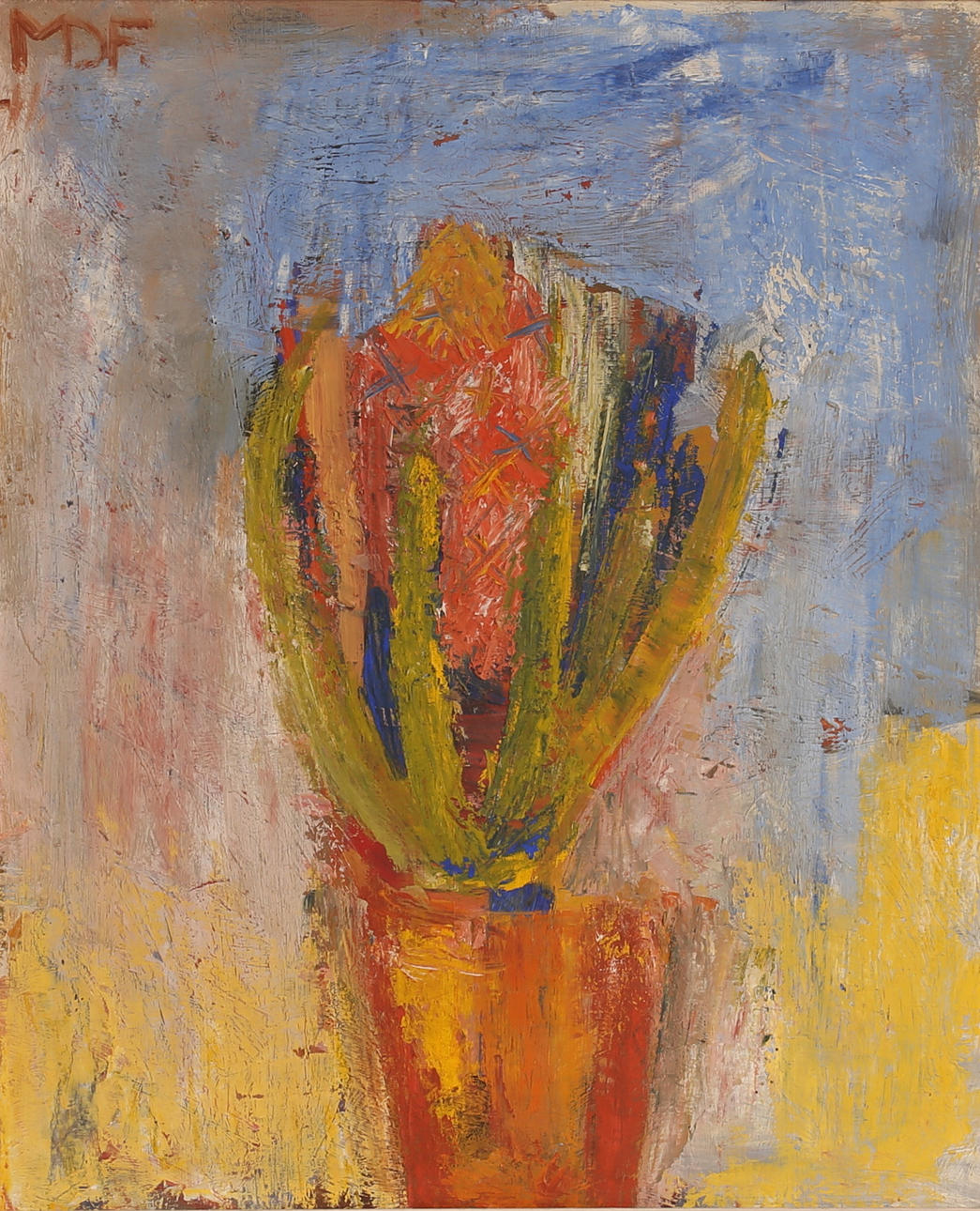 UIDENTIFICERET KUNSTNER, olie på panel, monogram signeret MDF.