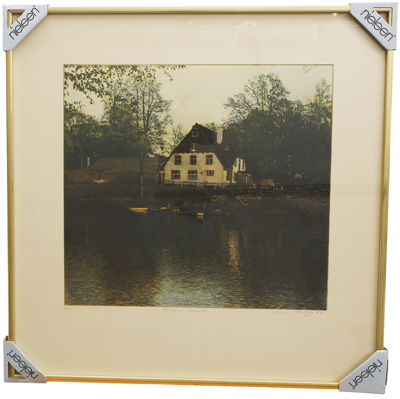 REIMER RIEDIGER. Colour etching, Forsthaus, numbered 2/75, signed, dated 1974.